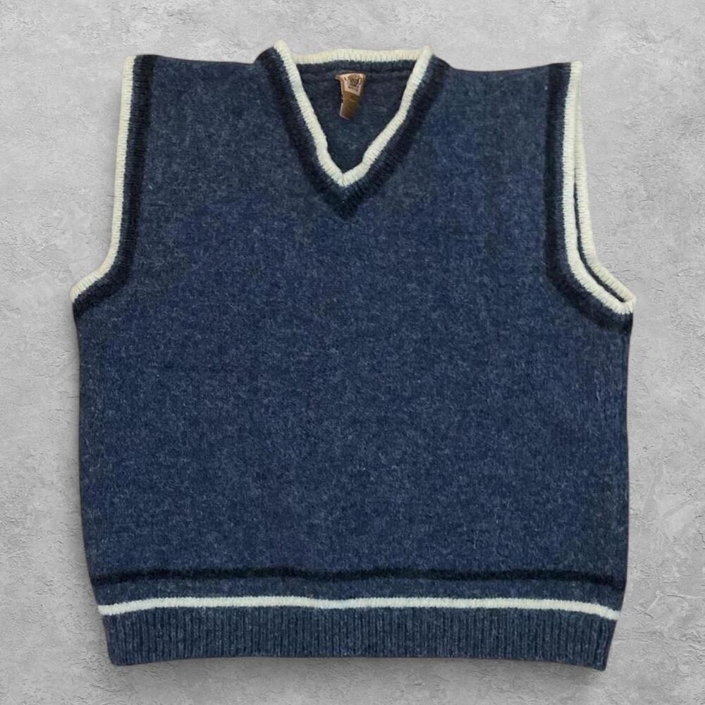Vintage Fargo Clothing & Supply Co Black Shetland Wool Sweater Vest XL Academia